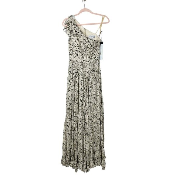 NWT Ieena for Mac Duggal Animal Print One Shoulder Dress 2 Dalmatian #8113 - Picture 3 of 7